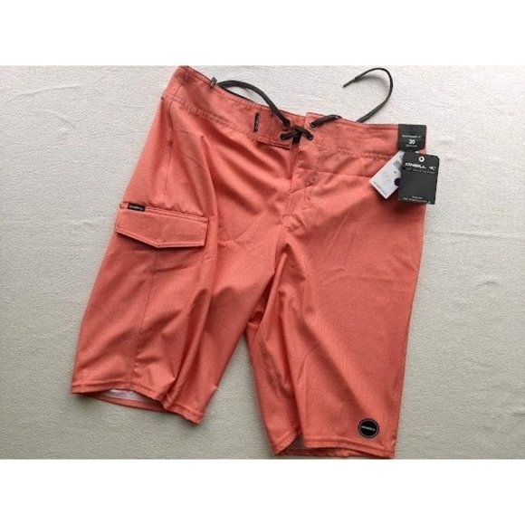 Men's O'Neill Swim Board Shorts Size 30 Weaver Orange Trunks Pockets 21" NEW - Picture 1 of 4
